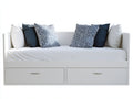 Canapé lit - bois - tissu - 215x94x82 cm - blanc-bleu - style moderne