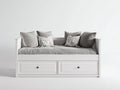 Canapé lit - bois - tissu - 204x89x77 cm - blanc-gris - style moderne