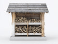 Abri à bûches - bois-béton - 174x58x146 cm - bois naturel-gris - style rustique