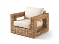 Fauteuil de jardin - rotin - tissu - 121x102x75 cm - beige - style naturel