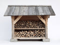 Abri à bûches - bois-béton - 188x64x142 cm - bois naturel-gris - style rustique