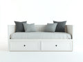 Canapé lit - bois - tissu - 216x94x80 cm - blanc-gris - style moderne