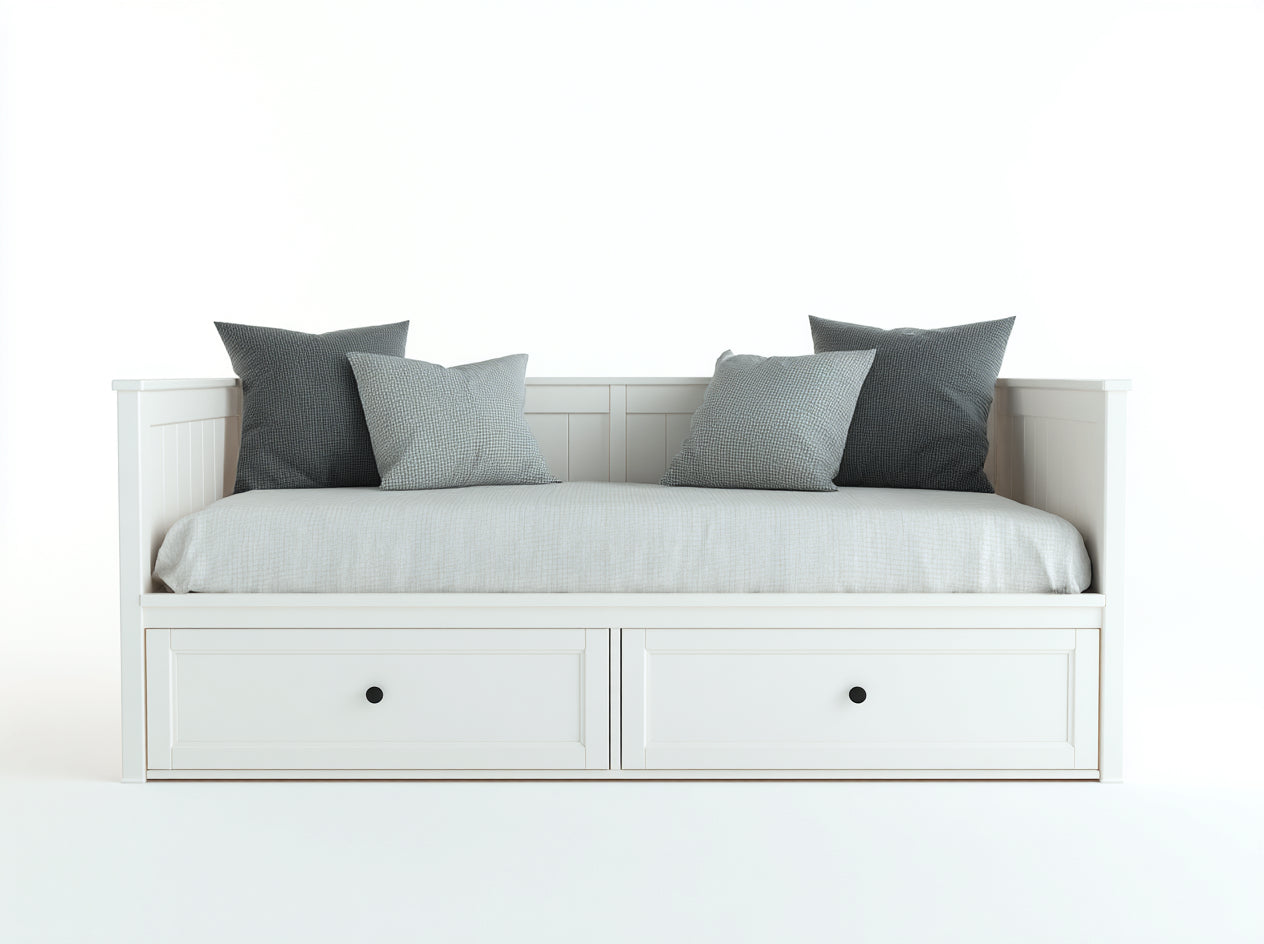 Canapé lit - bois - tissu - 216x94x80 cm - blanc-gris - style moderne