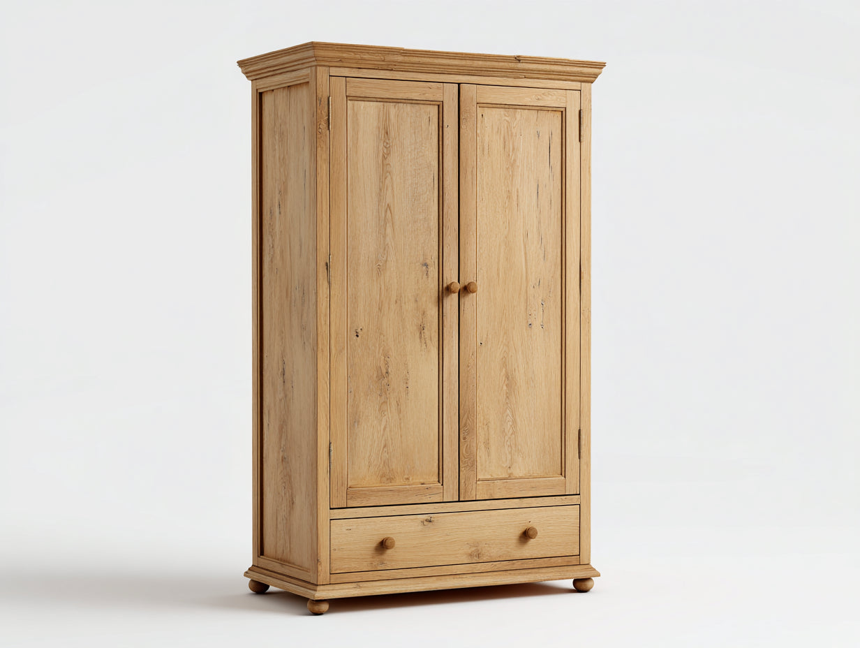 Armoire - bois massif - 114x52x143 cm - bois naturel - style classique