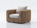 Fauteuil de jardin - rotin - tissu - bois - 118x99x74 cm - marron-beige - style naturel contemporain