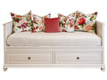 Canapé lit - bois - tissu - 210x94x83 cm - blanc-rouge-vert-beige - style campagne chic