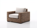 Fauteuil de jardin - rotin - tissu - bois - 122x100x75 cm - marron-beige - style naturel contemporain
