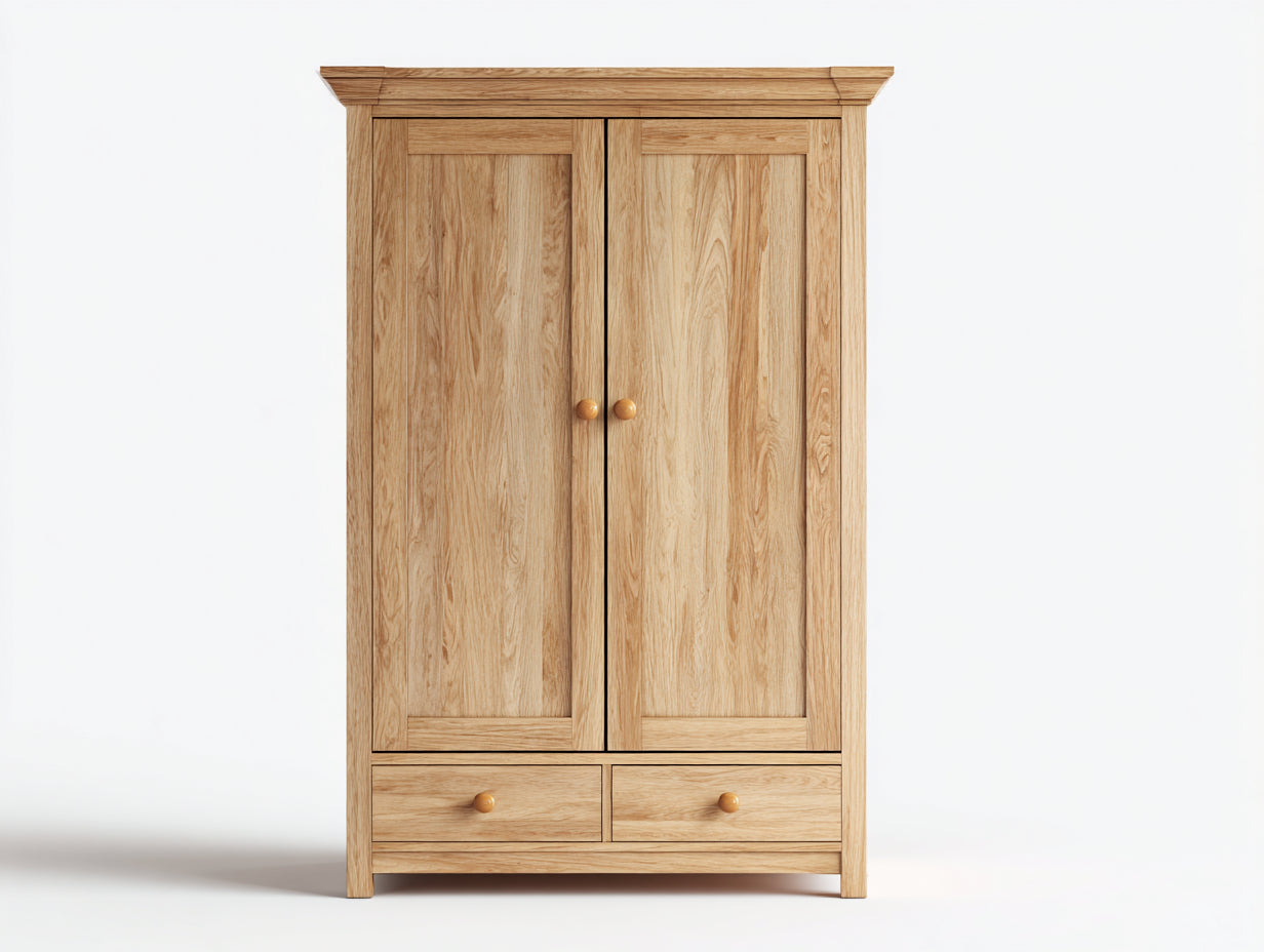 Armoire - bois massif - 120x50x146 cm - bois naturel - style classique