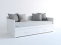 Canapé lit - bois - tissu - 218x96x76 cm - blanc-gris - style moderne