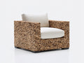 Fauteuil de jardin - rotin - tissu - bois - 119x101x73 cm - marron-beige - style naturel