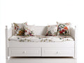 Canapé lit - bois - tissu - 216x95x89 cm - blanc-rouge-vert-orange - style campagne chic