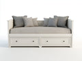 Canapé lit - bois - tissu - 211x92x81 cm - blanc-gris-noir - style classique
