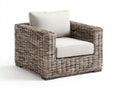 Fauteuil de jardin - rotin - tissu - bois - 120x101x76 cm - marron-beige - style naturel contemporain