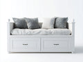 Canapé lit - bois - tissu - 208x90x82 cm - blanc-gris-bleu - style classique