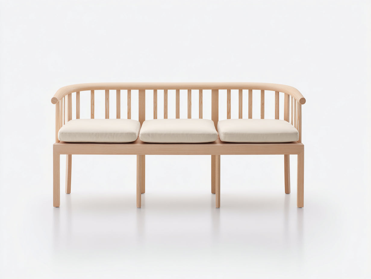 Banc de jardin - bois - textile - 170 x 58 x 82 cm - bois clair-blanc - style scandinave