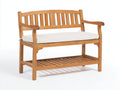 Banc de jardin - bois - textile - 154 x 54 x 87 cm - bois clair-blanc - style classique