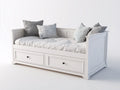 Canapé lit - bois - tissu - 222x98x88 cm - blanc-gris-noir - style classique