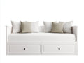 Canapé lit - bois - tissu - 218x95x82 cm - blanc-beige - style classique