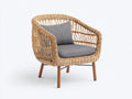 Fauteuil de jardin - rotin - tissu - bois - métal - 106x82x78 cm - beige-gris-marron - style naturel contemporain