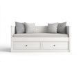 Canapé lit - bois - tissu - 221x99x86 cm - blanc-gris-noir - style moderne