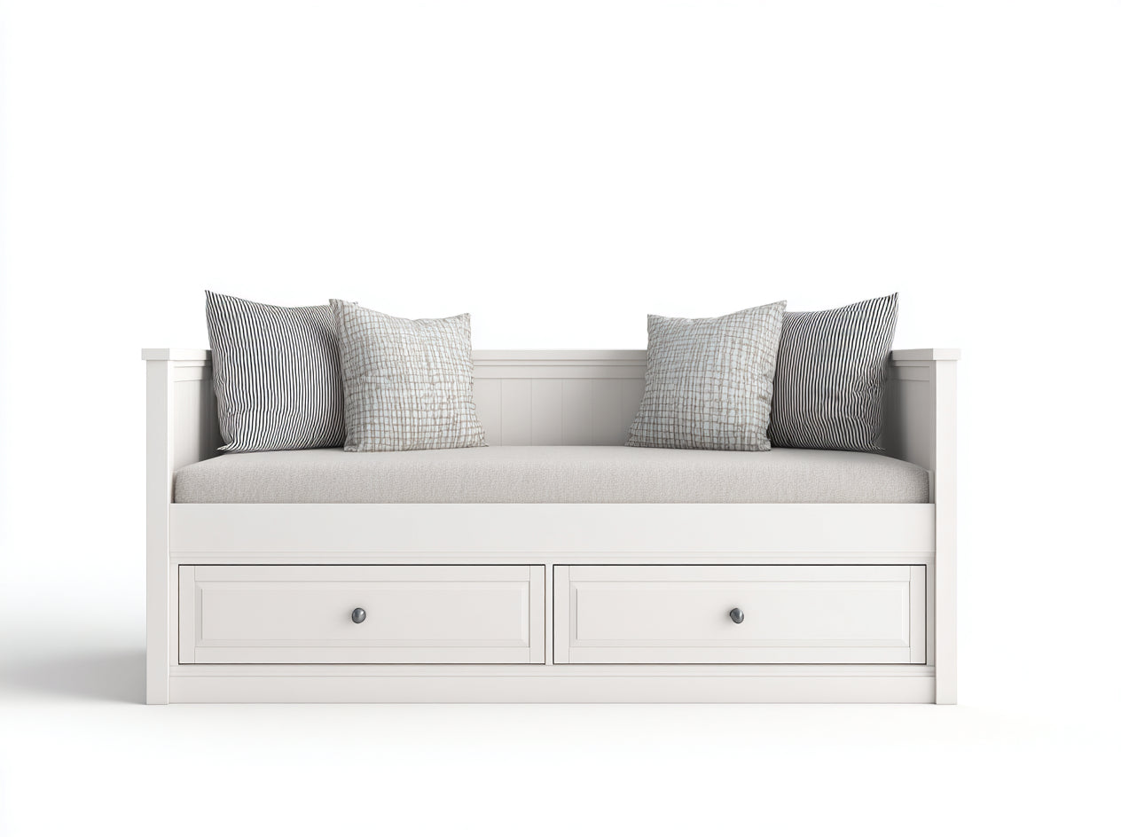 Canapé lit - bois - tissu - 221x99x86 cm - blanc-gris-noir - style moderne