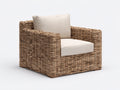 Fauteuil de jardin - rotin - tissu - 117x100x74 cm - beige-marron - style naturel