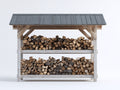 Abri à bûches - bois - 210x62x158 cm - bois naturel-gris - style rustique