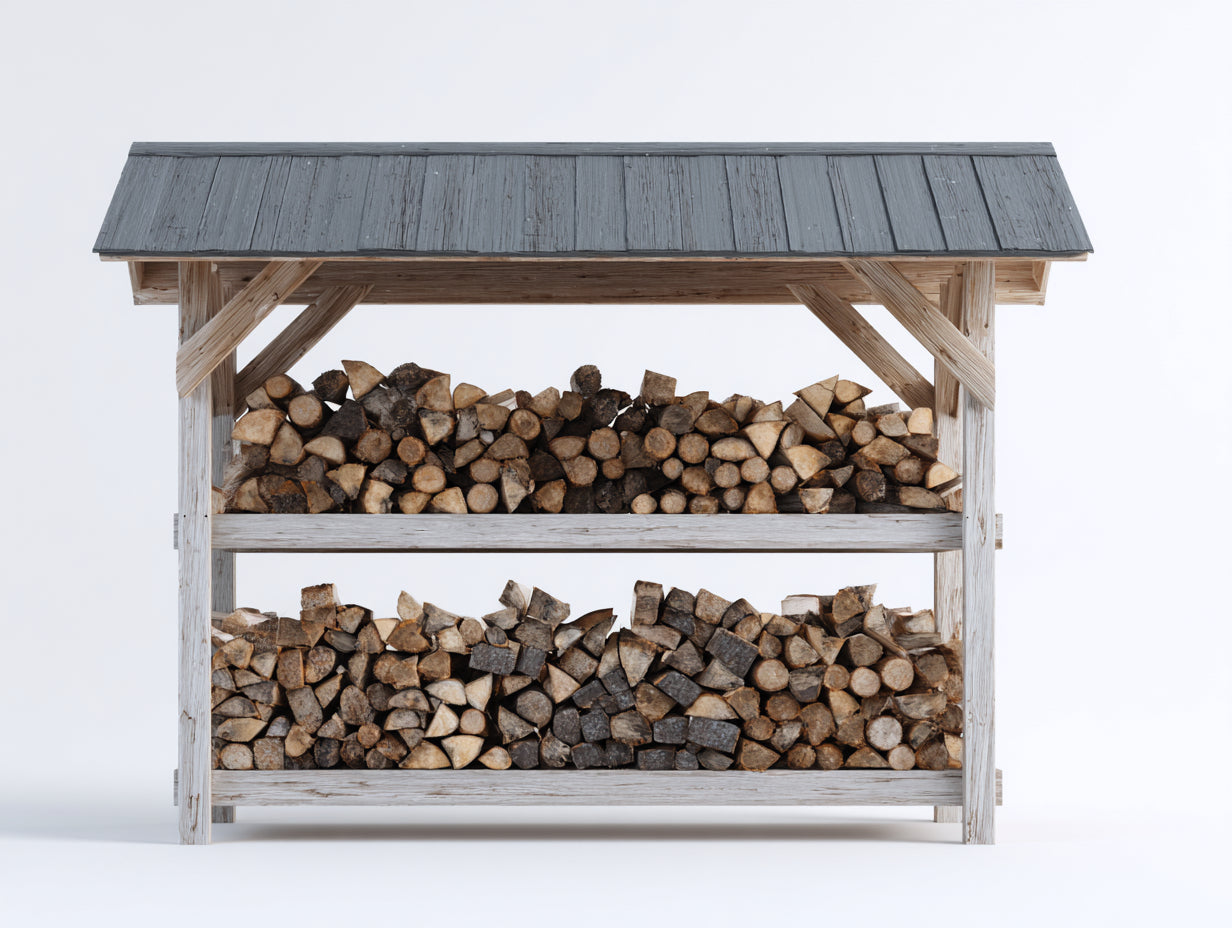 Abri à bûches - bois - 210x62x158 cm - bois naturel-gris - style rustique