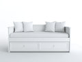 Canapé lit - bois - tissu - 213x95x79 cm - blanc - style moderne