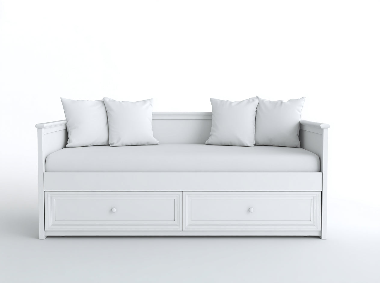 Canapé lit - bois - tissu - 213x95x79 cm - blanc - style moderne