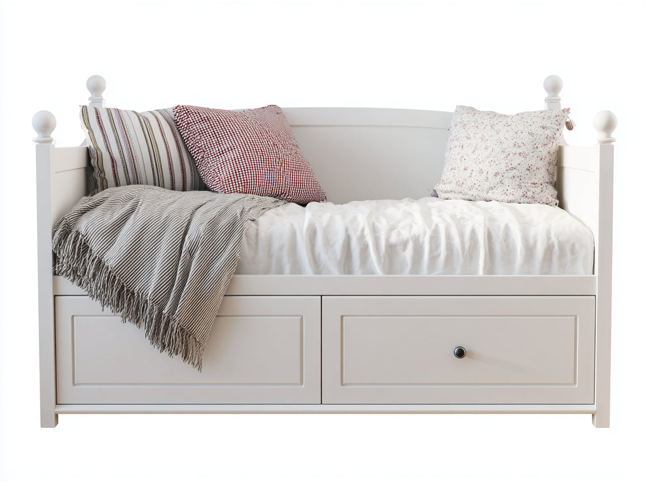 Canapé lit - bois - tissu - 220x97x91 cm - blanc-gris-rouge-noir - style classique